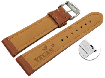 Schnellwechsel Uhrenarmband Vegan Korn hellbraun gepolstert 18mm Gold