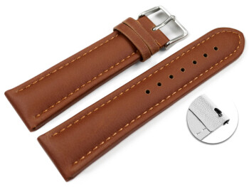 Schnellwechsel Uhrenarmband Vegan Korn hellbraun gepolstert 22mm Stahl