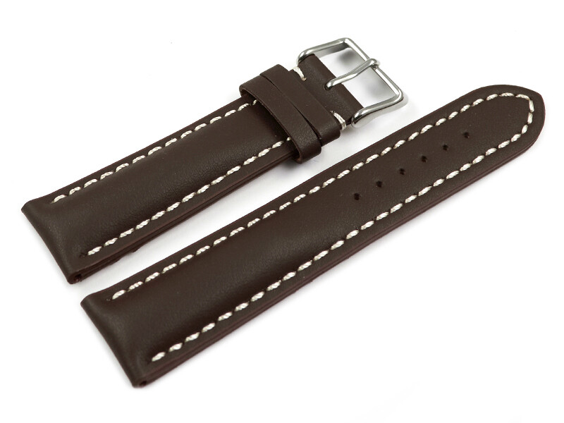 Uhrenarmband Dornschließe-Extra gepolstert Leder genarbt schwarz 20 22mm 