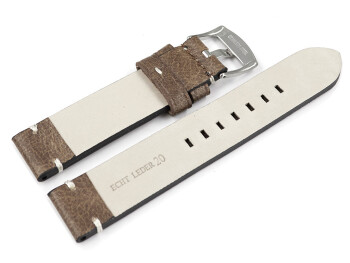 Uhrenarmband Herren braun Vintage Leder ohne Polster 24mm Gold