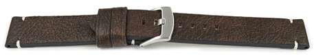 Uhrenarmband Herren dunkelbraun Vintage Leder ohne Polster 20mm Stahl