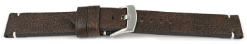 Uhrenarmband Herren dunkelbraun Vintage Leder ohne Polster 20mm Stahl