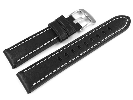 Armband schwarz Miami Leder ohne Polster 22mm Stahl