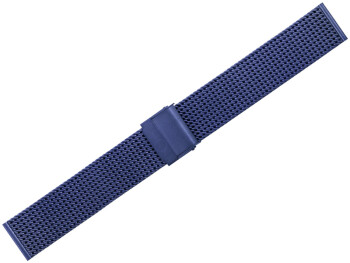 Milanaise Uhrenarmband aus Edelstahl poliert blau 14mm