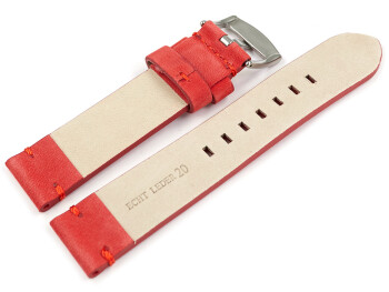 Uhrenarmband rot Veluro Leder ohne Polster 20mm Gold