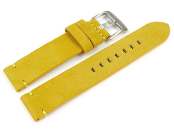 Uhrenarmband gelb Veluro Leder ohne Polster 20mm Gold
