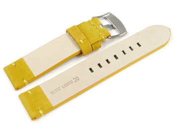Uhrenarmband gelb Veluro Leder ohne Polster 20mm Gold