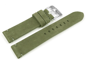 Uhrenarmband Khaki Veluro Leder ohne Polster 22mm Schwarz
