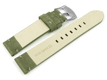 Uhrenarmband Khaki Veluro Leder ohne Polster 22mm Schwarz