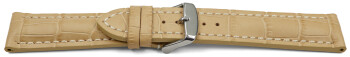 Uhrenband Leder stark gepolstert Kroko beige 20mm Gold