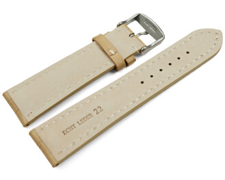 Uhrenband Leder stark gepolstert Kroko beige 20mm Gold