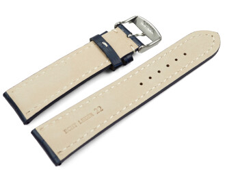 Uhrenband Leder stark gepolstert Kroko navy blau 24mm Schwarz