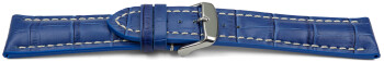 Uhrenband Leder stark gepolstert Kroko blau 18mm Gold