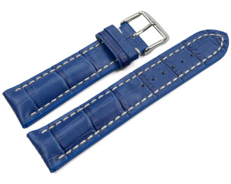 Uhrenband Leder stark gepolstert Kroko blau 22mm Gold