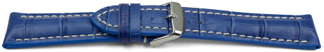 Uhrenband Leder stark gepolstert Kroko blau 22mm Schwarz