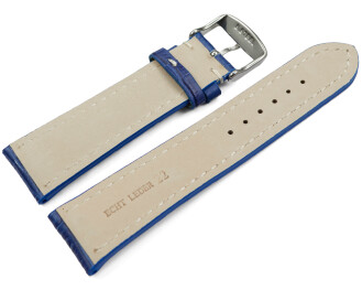 Uhrenband Leder stark gepolstert Kroko blau 22mm Schwarz