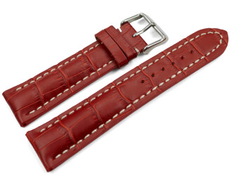 Uhrenband Leder stark gepolstert Kroko rot 24mm Gold