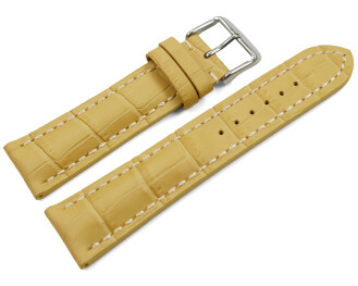 Uhrenband Leder stark gepolstert Kroko gelb 20mm Gold