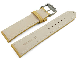 Uhrenband Leder stark gepolstert Kroko gelb 20mm Gold