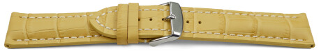 Uhrenband Leder stark gepolstert Kroko gelb 22mm Gold