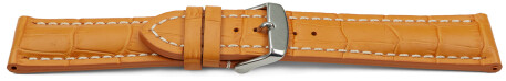 Uhrenband Leder stark gepolstert Kroko orange 18mm Gold