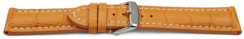 Uhrenband Leder stark gepolstert Kroko orange 22mm Gold