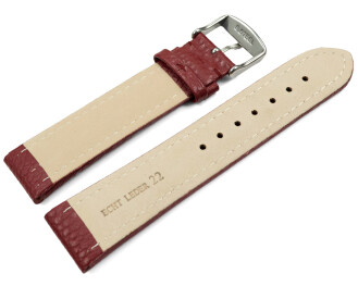 Uhrenarmband echt Leder gepolstert genarbt bordeaux TiT 20mm Gold