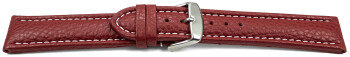 Uhrenarmband echt Leder gepolstert genarbt bordeaux wN 20mm Gold