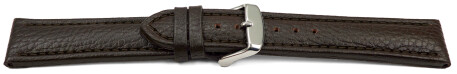 Uhrenarmband echt Leder gepolstert genarbt dunkelbraun TiT 28mm Stahl