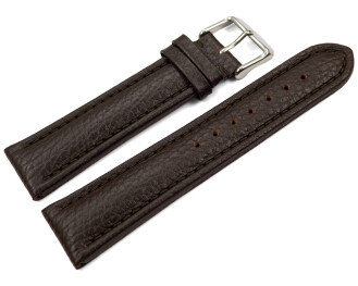 Uhrenarmband echt Leder gepolstert genarbt dunkelbraun TiT 28mm Schwarz