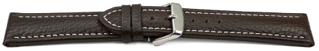 Uhrenarmband echt Leder gepolstert genarbt dunkelbraun wN 28mm Schwarz