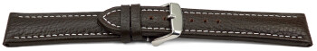 Uhrenarmband echt Leder gepolstert genarbt dunkelbraun wN 28mm Schwarz