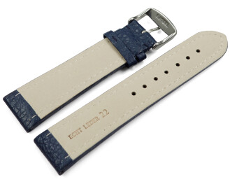 Uhrenarmband echt Leder gepolstert genarbt dunkelblau TiT 18mm Gold