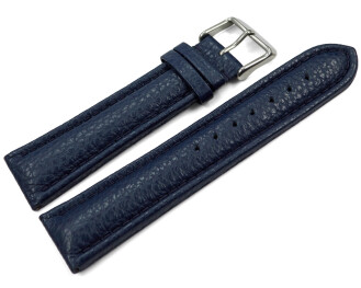 Uhrenarmband echt Leder gepolstert genarbt dunkelblau TiT 20mm Gold