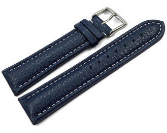 Uhrenarmband echt Leder gepolstert genarbt dunkelblau wN 20mm Gold