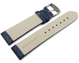 Uhrenarmband echt Leder gepolstert genarbt dunkelblau wN 20mm Gold