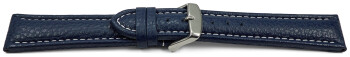 Uhrenarmband echt Leder gepolstert genarbt dunkelblau wN 24mm Stahl