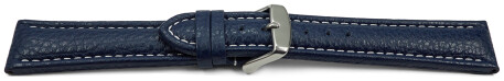 Uhrenarmband echt Leder gepolstert genarbt dunkelblau wN 26mm Schwarz