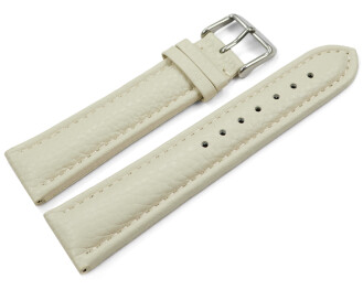 Uhrenarmband echt Leder gepolstert genarbt Creme 18mm Gold
