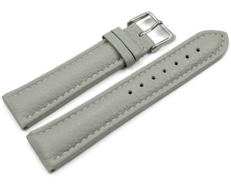 Uhrenarmband echt Leder gepolstert genarbt hellgrau TiT 20mm Schwarz