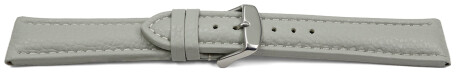 Uhrenarmband echt Leder gepolstert genarbt hellgrau TiT 22mm Stahl