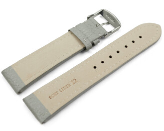 Uhrenarmband echt Leder gepolstert genarbt hellgrau TiT 22mm Stahl