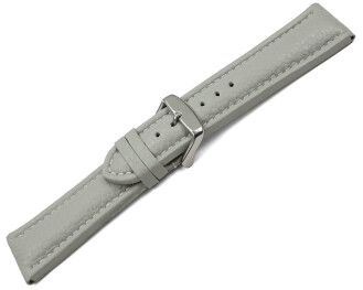 Uhrenarmband echt Leder gepolstert genarbt hellgrau TiT 22mm Stahl