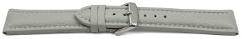 Uhrenarmband echt Leder gepolstert genarbt hellgrau TiT 24mm Stahl