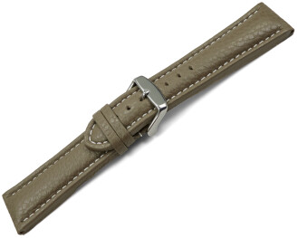 Uhrenarmband echt Leder gepolstert genarbt Taupe wN 22mm Gold