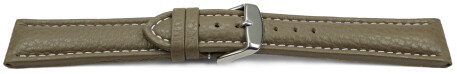 Uhrenarmband echt Leder gepolstert genarbt Taupe wN 24mm Gold