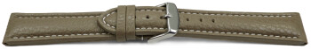Uhrenarmband echt Leder gepolstert genarbt Taupe wN 24mm Gold