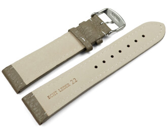 Uhrenarmband echt Leder gepolstert genarbt Taupe wN 26mm Schwarz