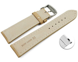 Schnellwechsel Uhrenband Leder stark gepolstert Kroko beige 22mm Stahl