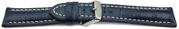 Schnellwechsel Uhrenband Leder stark gepolstert Kroko navy blau 22mm Stahl